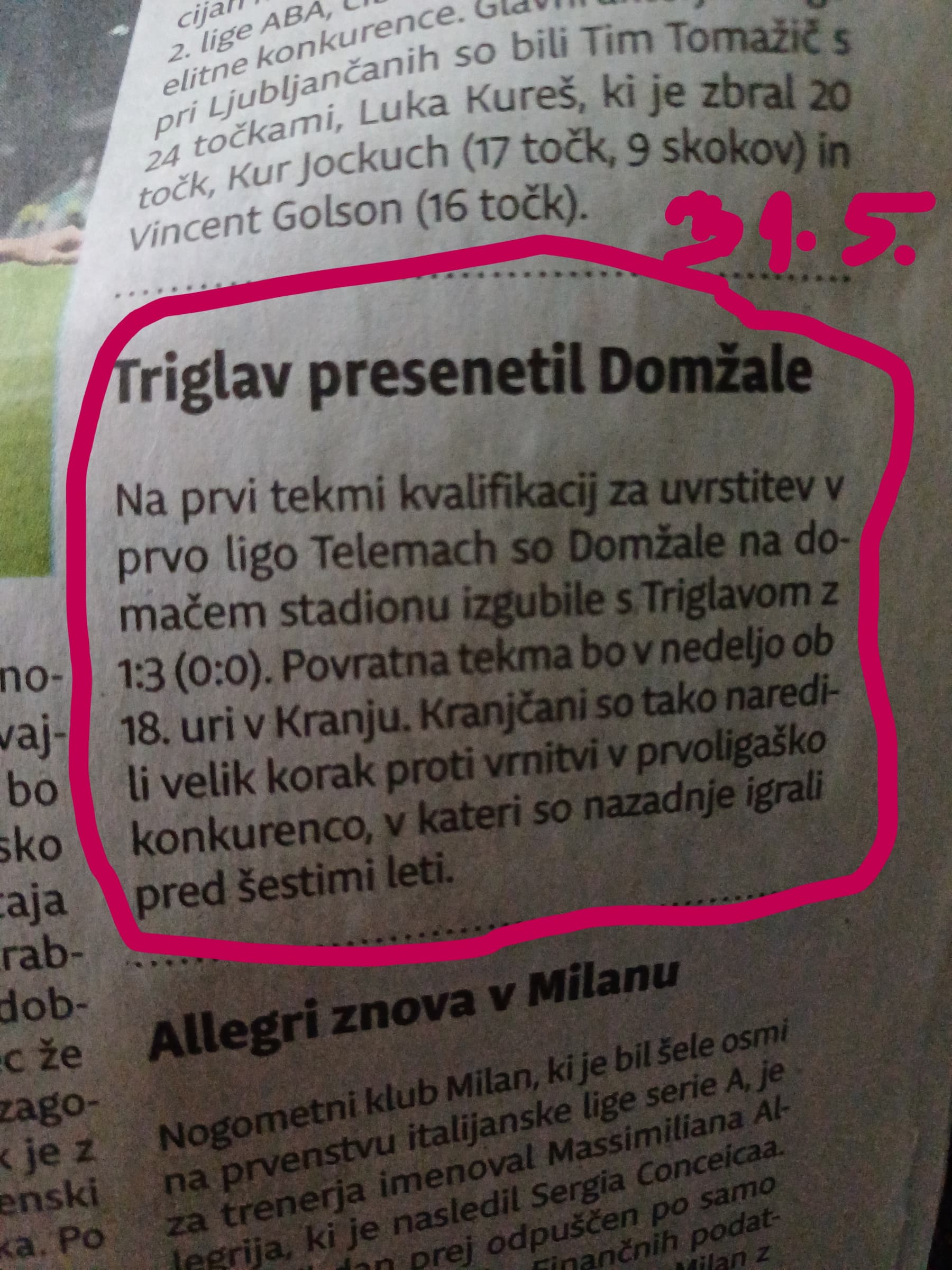 Fotografije objave o dogodku z dne 2.3.2025 iz istega časopisa pa nimamo /Dnevnik Trmatorja....