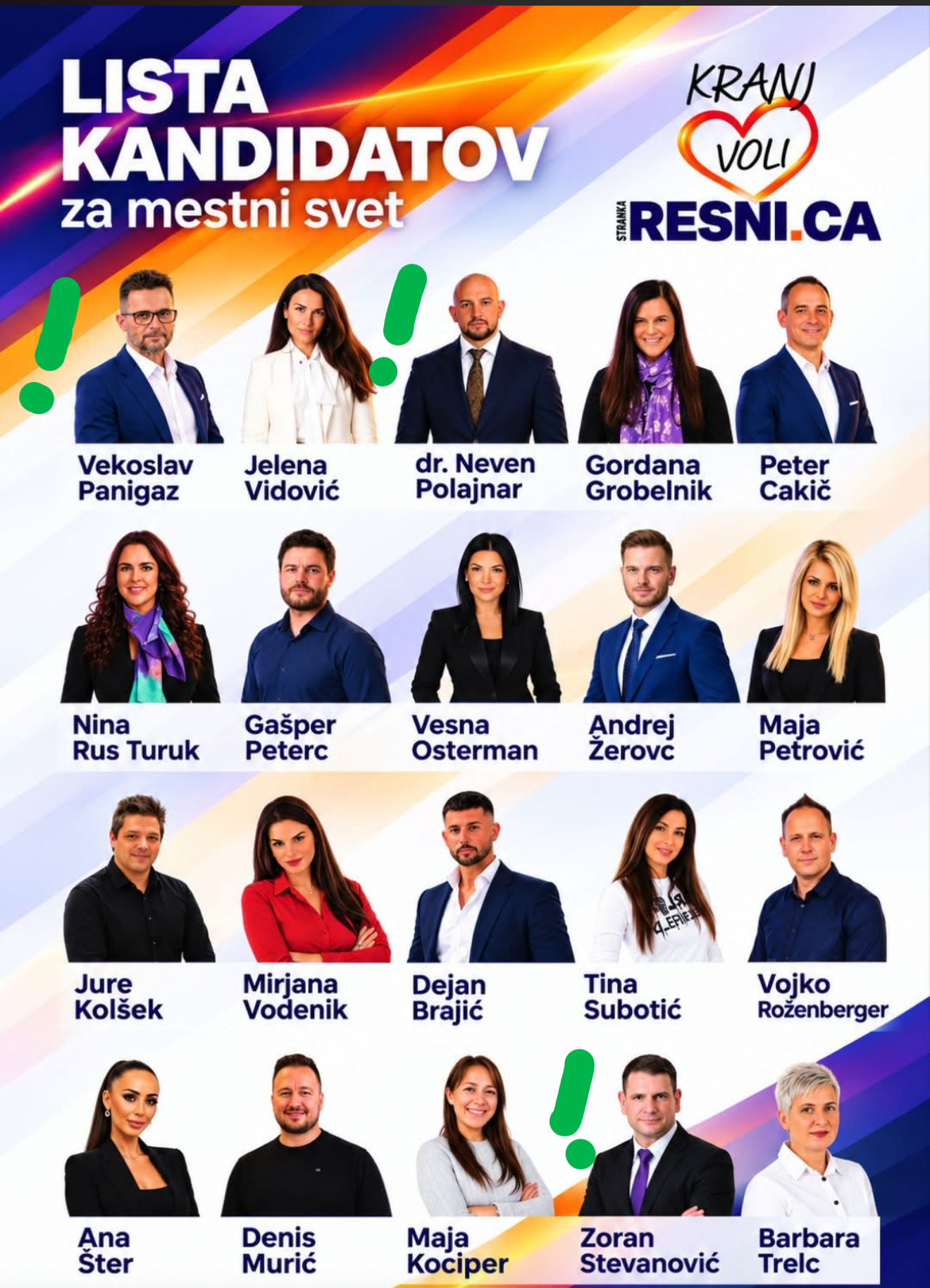 Vekoslav /Slavc/ Panigaz bi bil župan, Zoran Stevanović pa še naprej mestni svetnik...