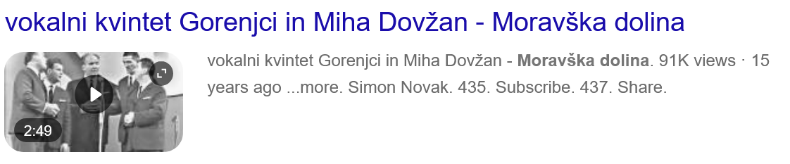 "Taaaaam je mooooravška dolina...." /poje kvintet Gorenjci/...mi pa dobivamo sporočila, eno je zanimivo....