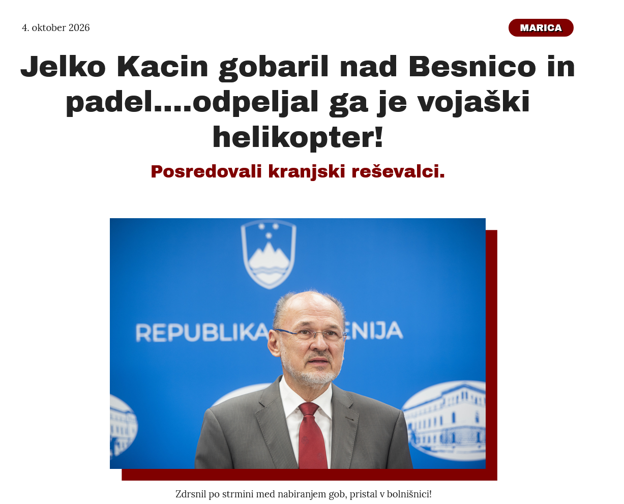 Spet smo bili prvi: gobar Jelko Kacin zdaj tudi v drugih medijih...